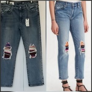 RARE! Levi's Boyfriend Embroidered Patch Jeans